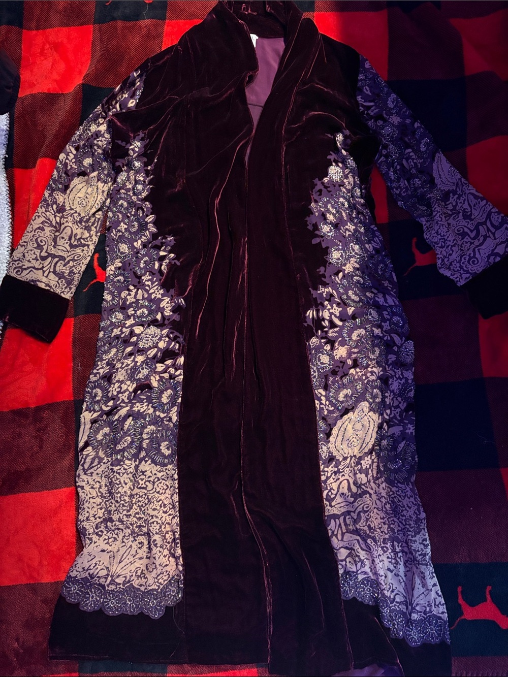 VINTAGE 100% SILK AND VELVET BEADWORK KIMONO JACKET